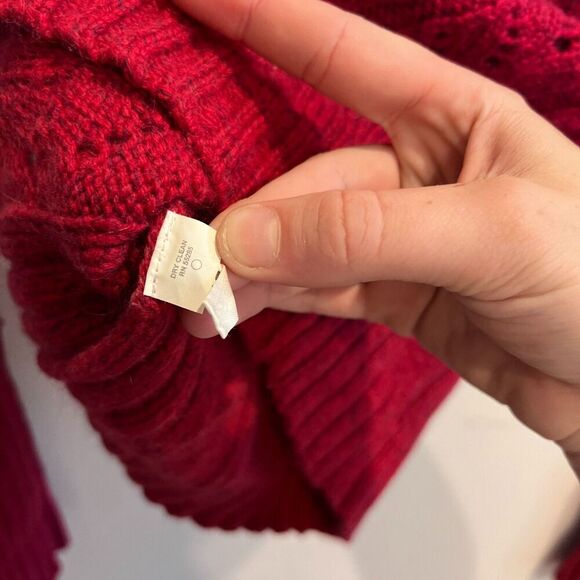 Vtg Express Women Red Pullover Sweater L Boat Neck Knit Wool Angora Long Sleeve - Picture 5 of 6